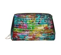 Trousse da viaggio con cerniera, colorata, con stampa a muro di mattoni, grande, adatta per la casa e i viaggi