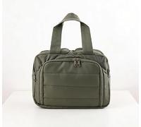 Trousse da viaggio con doppia sezione, organizer portatile per trucchi e prodotti per la cura della pelle, con tasche con cerniera (verde)