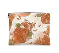 Trousse da viaggio con foglie tropicali, borsa da viaggio per cosmetici botanica terrosa, elegante organizer con cerniera, borsa da toilette estiva per la cura della pelle, Terroso, 7x9 Inch, Fogli