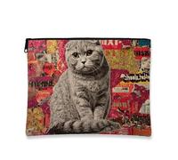Trousse da viaggio con gatto glitterato, borsa da viaggio per cosmetici da donna, borsa portatile in tela con cerniera, organizer carino per gli amanti degli animali, borsa da toilette per festival di