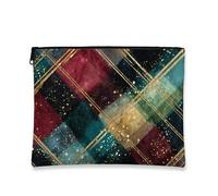 Trousse da viaggio con glitter a quadri, borsa da viaggio per cosmetici artistici, da donna, piccola borsa portatile con cerniera, borsa da toilette per la cura della pelle delle vacanze, Multicolore