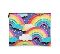 Trousse da viaggio con glitter arcobaleno, borsa da viaggio per cosmetici, da donna, piccola borsa portatile in tela con cerniera, regalo di compleanno, Multicolore, 7x9 Inch, Borsa