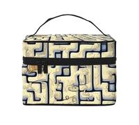 Trousse da viaggio con mappa del tesoro labirinto, con cerniera, grande capacità, unisex, adatta per attività all'aperto, sport, viaggi, ecc., Nero , Taglia unica