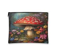 Trousse da viaggio con motivo a funghi della foresta, 18 x 22,9 cm, borsa da viaggio, trousse per cosmetici con piante psichedeliche, borsa per cosmetici da donna, con paesaggio botanico, organizer