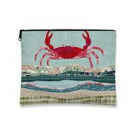 Trousse da viaggio con motivo a granchio, borsa per cosmetici da donna, piccola borsa portatile in tela con cerniera, borsa da toilette regalo da spiaggia, Blu, 7x9 Inch, Granchio