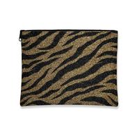 Trousse da viaggio con motivo a righe di tigre glitterate, chic oro nero con stampa animalier, borsa da viaggio per donne, organizer portatile con cerniera, perfetta borsa da toeletta regalo per
