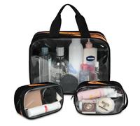 Trousse da viaggio con motivo basket on fire per donne e uomini, borse per cosmetici traslucide da basket, 3 pezzi, grande, per doccia, articoli da toeletta e articoli da toeletta, Colore, L, Astuccio