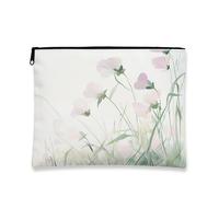 Trousse da viaggio con motivo floreale pastello, borsa da viaggio per donne, organizer portatile in tela con cerniera, 17,8 x 22,9 cm