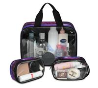 Trousse da viaggio con nebulosa dell'universo colorato, per donne e uomini, 3 sacchetti per cosmetici traslucidi con nebulosa galassia, organizer per articoli da toeletta, Colore, L, Astuccio per