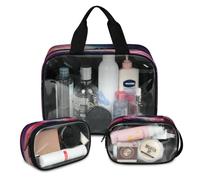 Trousse da viaggio con nebulosa dell'universo colorato, per donne e uomini, borse per cosmetici traslucide, 3 pezzi, grande, per doccia, articoli da toeletta e articoli da toeletta, Colore, L,