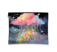 Trousse da viaggio con nuvole colorate, farfalla e cosmetici artistici da donna, organizer portatile con cerniera, regalo per tutte le stagioni e festival, Colorato, 7x9 Inch, Nuvole