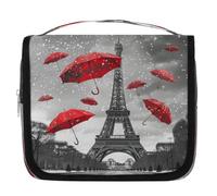 Trousse da viaggio con ombrello a forma di torre Eiffel, borsa da viaggio per cosmetici, accessori per il trucco, organizer impermeabile, borsa da doccia per donne, ragazze, bambini, Parigi, Torre