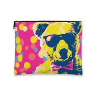 Trousse da viaggio con orsetto colorato, in stile pop art, borsa da viaggio per donne, organizer portatile in tela con cerniera, regalo divertente per tutte le stagioni, Pesca, 7x9 Inch, Orso