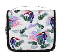 Trousse da viaggio con palma tucano e ananas, per donne, uomini, bambini, ragazzi e ragazze, da appendere, per cosmetici e trucchi, Colore, L, Organizer per borse