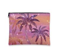 Trousse da viaggio con palme scintillanti, borsa da viaggio per cosmetici tropicali luccicanti, elegante organizer con cerniera, borsa da toilette per la cura della pelle essenziale da spiaggia regalo