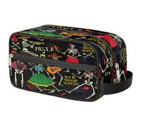 Trousse da viaggio con scheletro e scritta "Day of the Dead", per donne, uomini, bambini, ragazze, ragazzi, con scheletro, per articoli da toeletta e articoli da toeletta, Colore, Taglia unica,
