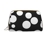 Trousse da viaggio con stampa a pois bianchi e neri, organizer da viaggio per pennelli da trucco, custodia in pelle con cerniera, borsa per articoli da toeletta da donna, colore bianco, taglia unica,