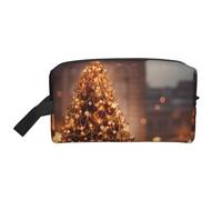 Trousse da viaggio con stampa di albero di Natale incandescente, borsa da toilette per uomo e donna, per viaggi, palestra, uso quotidiano