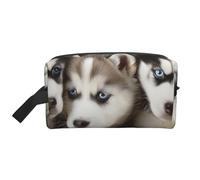 Trousse da viaggio con stampa di cuccioli di husky, borsa per cosmetici da viaggio, impermeabile, borsa da toilette organizer per donne, mamme e ragazze