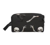 Trousse da viaggio con stampa di delfini, da donna, organizer per cosmetici, grande capacità, con manico, Grazioso scheletro che balla., Taglia unica, Astuccio per trucchi