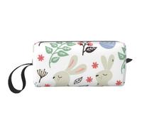 Trousse da viaggio con stampa di delfini divertenti, borsa per il trucco da viaggio, custodia per trucco semplice e portatile con cerniera per donne, Fiori Bunnies Birds, One Size, Astuccio per