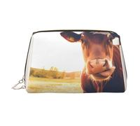 Trousse da viaggio con stampa di mucche e animali, con cerniera, grande, adatta per la casa e i viaggi
