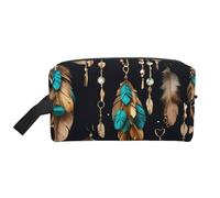 Trousse da viaggio con stampa di piume, borsa da toilette per cosmetici, borsa da bagno per uomini e donne, per viaggi, palestra, uso quotidiano