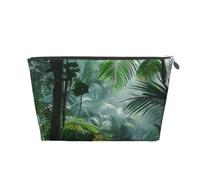 Trousse da viaggio con stampa di scena tropicale della foresta pluviale con cerniera dorata, organizer per trucchi e articoli da toeletta per donne, mamme e ragazze, Argento, One Size, Beauty case