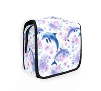 Trousse da viaggio da appendere con delfino e fiori, kit per trucco e cosmetici, organizer per uomini e donne