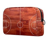 Trousse da viaggio da donna, con campo da basket, vintage, portatile, per matite e articoli da toeletta per ragazze adolescenti, Multicolore 03, 18.5x7.5x13cm/7.3x3x5.1in