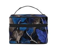 Trousse da viaggio da donna, con giraffa sul sedile posteriore, borsa per cosmetici, impermeabile, pieghevole, idea regalo per insegnanti, Blu Foglia Camouflage, Taglia unica