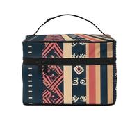Trousse da viaggio da donna, con giraffa sul sedile posteriore, borsa per cosmetici, impermeabile, pieghevole, idea regalo per insegnanti, Stile combinato a righe, Taglia unica