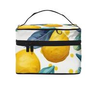 Trousse da viaggio da donna, con giraffa sul sedile posteriore, borsa per cosmetici, impermeabile, pieghevole, idea regalo per insegnanti, Limoni estivi su foglie verdi, Taglia unica