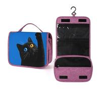 Trousse da viaggio da donna, con scritta "Minimalist Cat is Reaching Up", organizer da appendere con gancio per shampoo