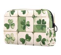 Trousse da viaggio da donna, per il giorno di San Patrizio, con piante e quadrifogli, portatile, astuccio per matite e articoli da toeletta per ragazze adolescenti, Multicolore 06, 18.5x7.5x13cm