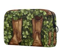 Trousse da viaggio da donna, per il giorno di San Patrizio, con piante e quadrifogli, portatile, astuccio per matite e articoli da toeletta per ragazze adolescenti, Multicolore 09, 18.5x7.5x13cm