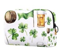 Trousse da viaggio da donna, per il giorno di San Patrizio, con piante e quadrifogli, portatile, astuccio per matite e articoli da toeletta per ragazze adolescenti, Multicolore 07, 18.5x7.5x13cm