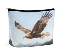 Trousse da viaggio impermeabile in pelle PU, con l'aquila allarga le ali, piccola trousse per articoli da toeletta carina, custodia portatile con cerniera per donne e uomini, accessori da viaggio