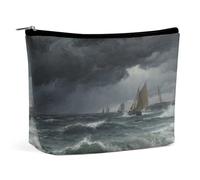 Trousse da viaggio impermeabile, organizer in pelle PU, motivo: Il mare prima della tempesta, piccola valigetta da toilette carina, custodia portatile con cerniera per donne e uomini, accessori da