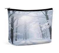 Trousse da viaggio impermeabile, organizer per cosmetici, in pelle PU, con alberi giganti, piccola custodia per articoli da toeletta carina, custodia portatile con cerniera per donne e uomini