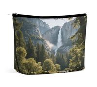 Trousse da viaggio impermeabile, organizer per cosmetici, in pelle PU, con cascata e valle, piccola custodia per articoli da toeletta carina, custodia portatile con cerniera per donne e uomini