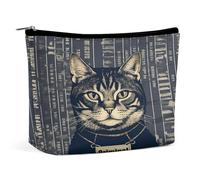Trousse da viaggio impermeabile, organizer per cosmetici, in pelle PU, con immagini di gatti criminali, piccola custodia per articoli da toeletta carina, custodia portatile con cerniera per donne e