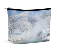 Trousse da viaggio impermeabile, organizer per cosmetici, in pelle PU, con sorgenti termali Hokkaido, piccola custodia da toilette carina, custodia portatile con cerniera per donne e uomini, accessori