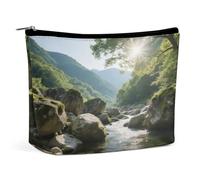 Trousse da viaggio impermeabile, organizer per cosmetici, in pelle PU, con strane rocce in The Creek, piccola valigetta da toilette carina, custodia portatile con cerniera per donne e uomini