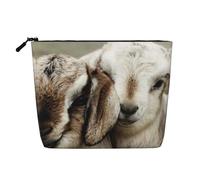 Trousse da viaggio in canapa finta con animali di capra, riutilizzabile, organizer per articoli da toeletta per donne, molteplici usi, Nero , Taglia unica