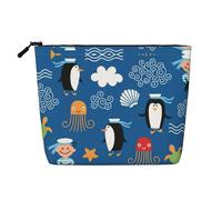 Trousse da viaggio in canapa finta con tartaruga pinguino, riutilizzabile, organizer per articoli da toeletta per donne, molteplici usi, Nero , Taglia unica