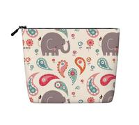 Trousse da viaggio in finta canapa, con elefanti, riutilizzabile, per cosmetici, accessori da toeletta, organizer per donne, molteplici usi, Nero , Taglia unica