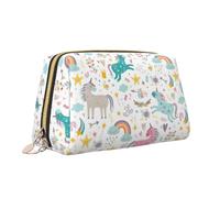 Trousse da viaggio in pelle con stampa di unicorni rosa con cerniera portatile borsa cosmetica organizer da viaggio pochette da toilette