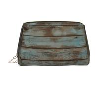 Trousse da viaggio in stile rustico, con stampa in legno, con cerniera, grande, adatta per la casa e i viaggi