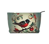 Trousse da viaggio in velluto a coste con note musicali e uccelli color foglia di tè, Nero , Taglia unica